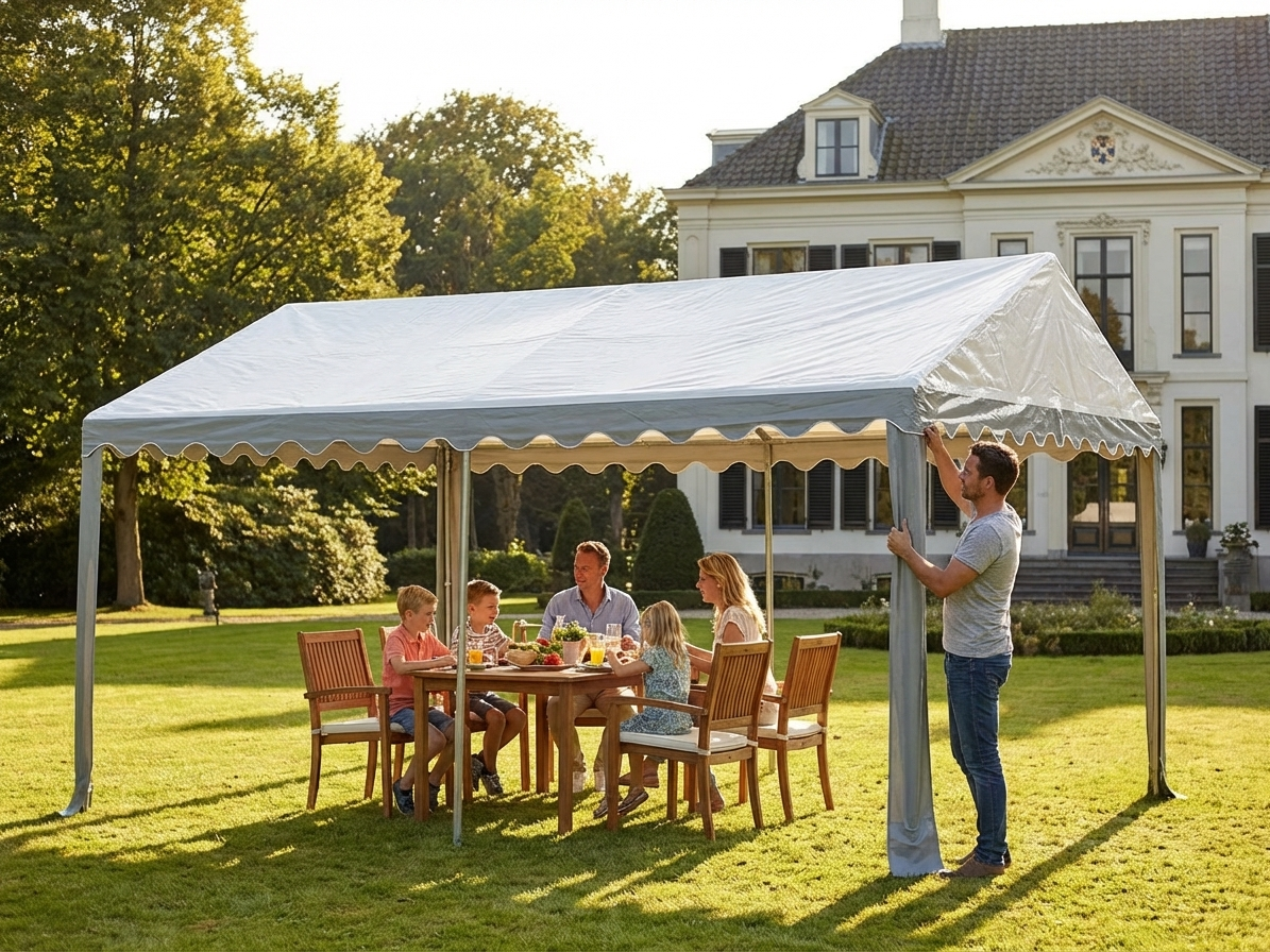 Marquee Roof Cover 4x8m White/Grey Polyethylene - view 3
