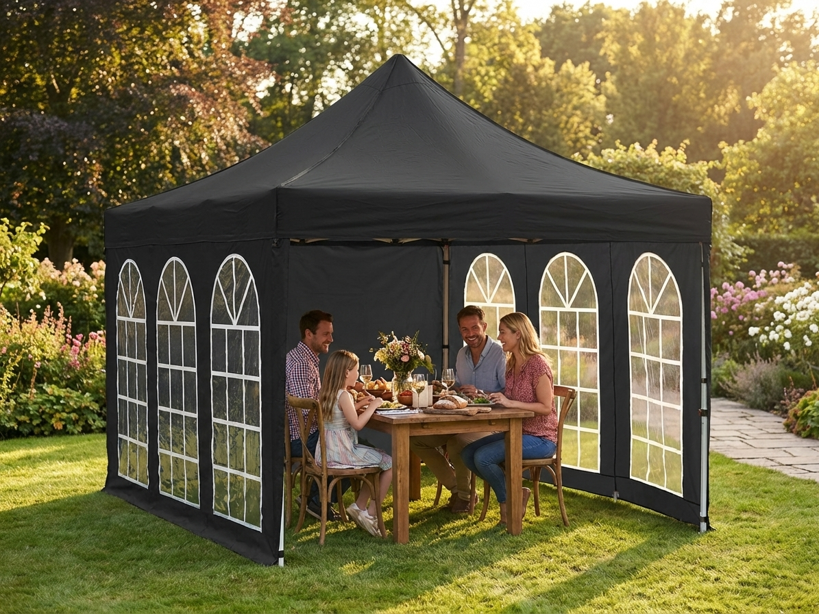 Black Pop Up Gazebo with Steel Frame for Outdoor Events - product detail