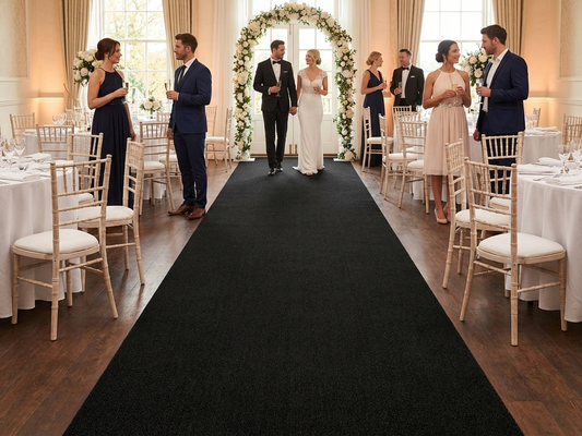 Black carpet 2x12 m made of 100% polyester for indoor use