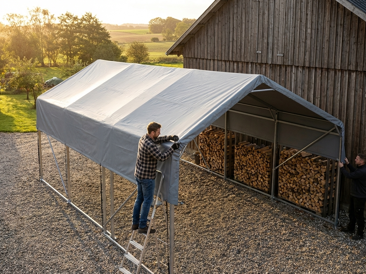 Grey polyethylene roof cover for storage shelters