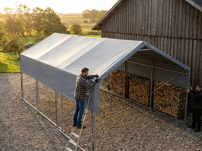 Grey polyethylene roof cover for storage shelters
