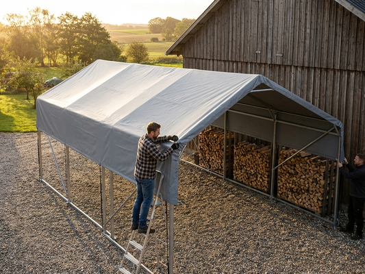 Grey polyethylene roof cover for storage shelters
