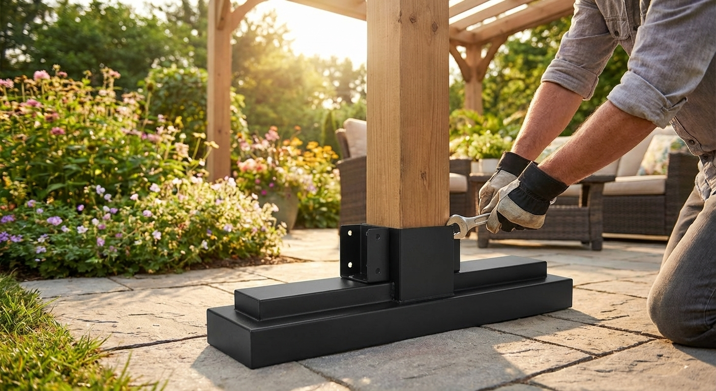 Grey steel foot base for indoor and outdoor use - view 3