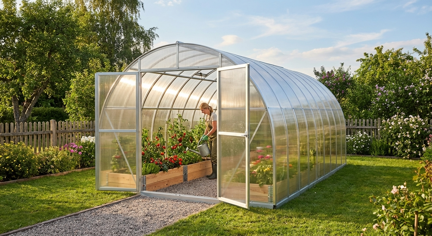 Durable Silver Polycarbonate Greenhouse for Domestic and Commercial Use - product detail