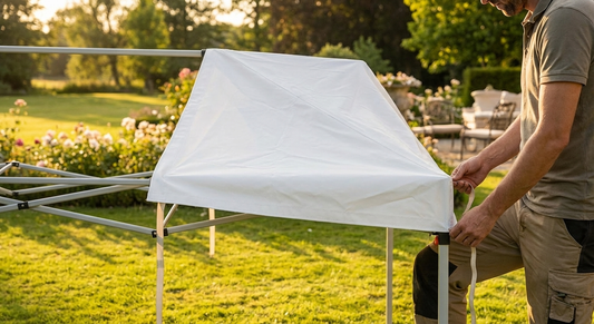 White PVC roof cover end section for 2m SEMI PRO CombiTents