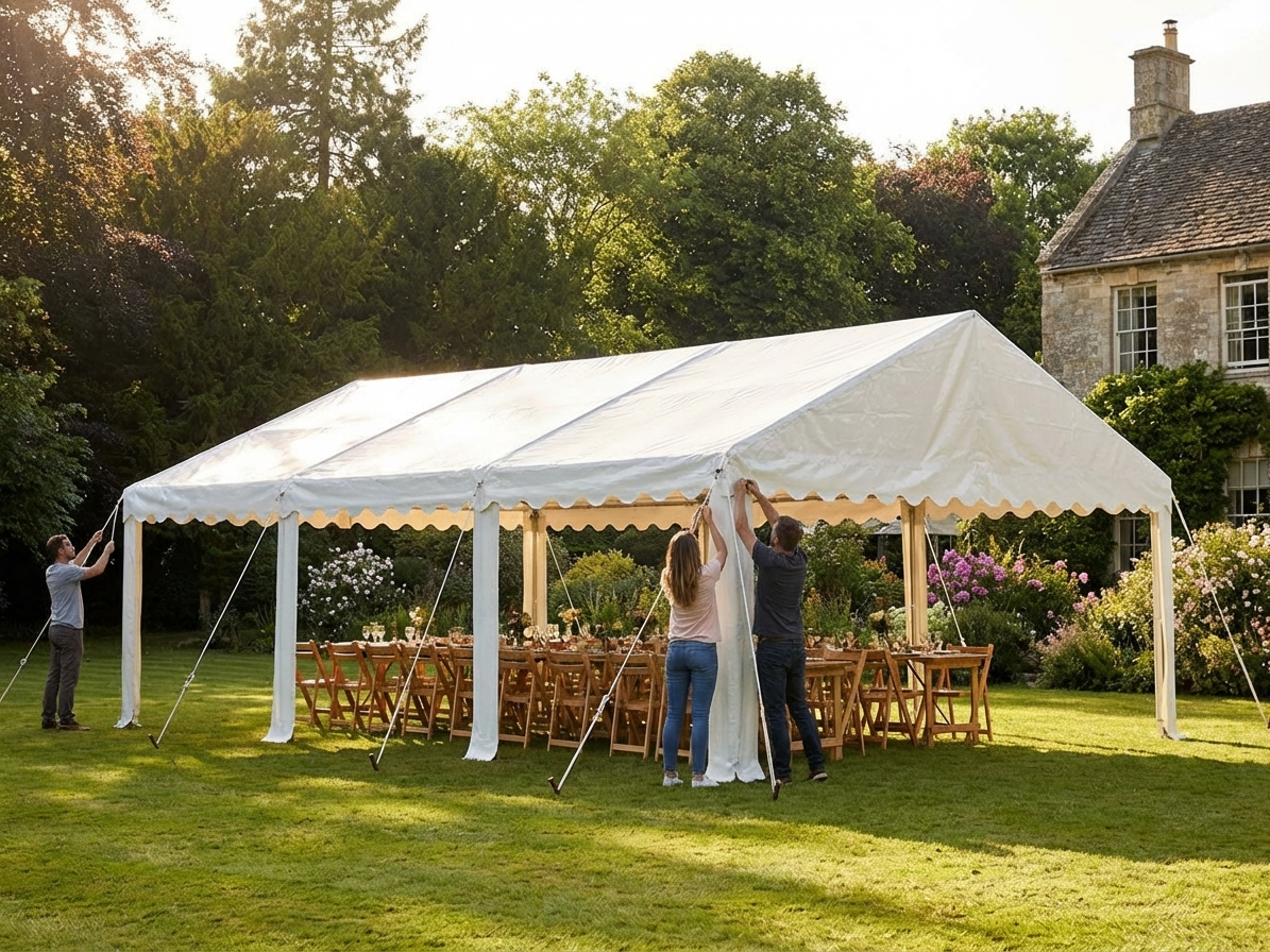 White Marquee Roof Cover 5x10m Polyethylene - view 3