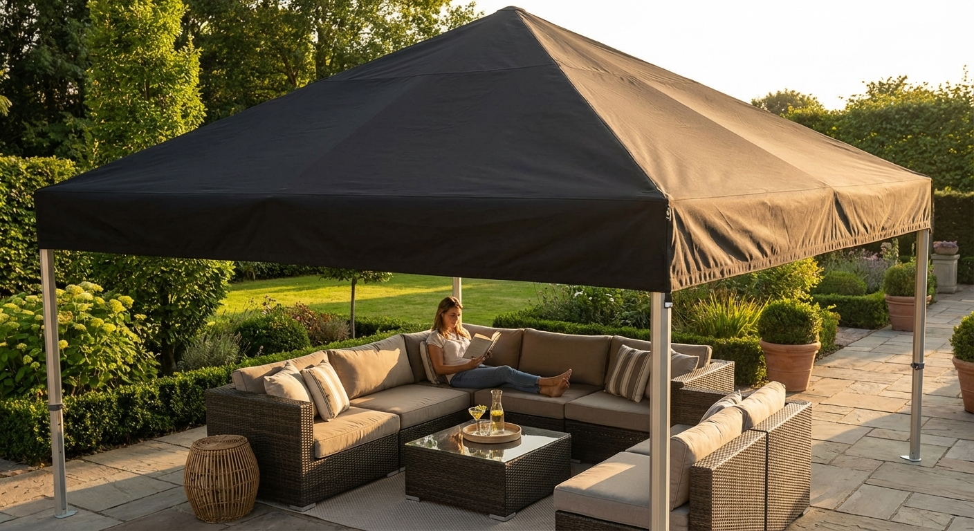 7x7m black roof cover made of PVC and polyester for outdoor use - view 3