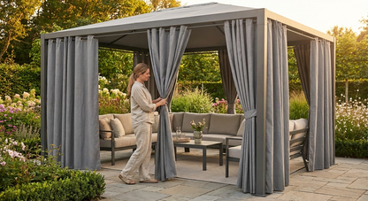 Grey Gazebo Curtain Set 3x6 m Mesh Outdoor - product detail