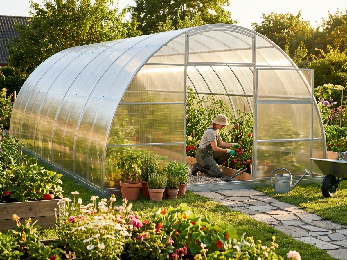 Silver polycarbonate greenhouse suitable for outdoor use - view 3