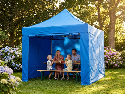 Blue pop-up gazebo with aluminium frame for outdoor events - product detail
