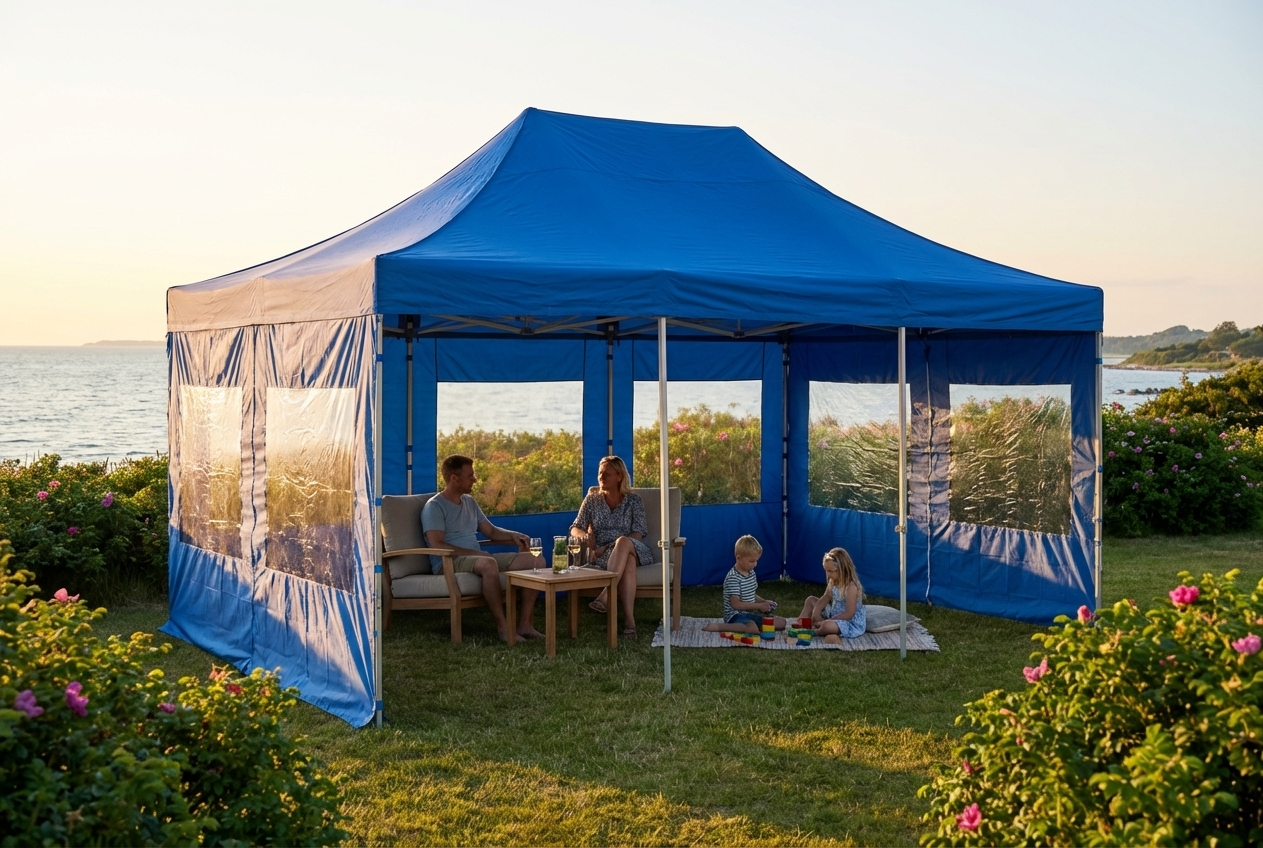 Blue pop-up gazebo with aluminium frame for outdoor events - product detail