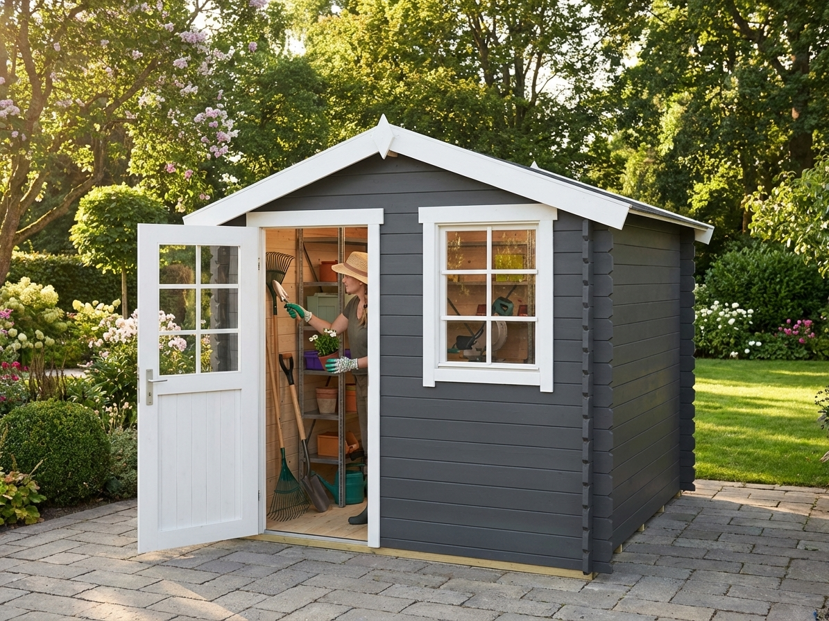 Wooden Garden Shed in Dark Grey with Nordic Spruce