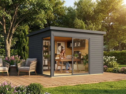 Wooden cabin 3x3m dark grey made from Nordic Spruce - product detail
