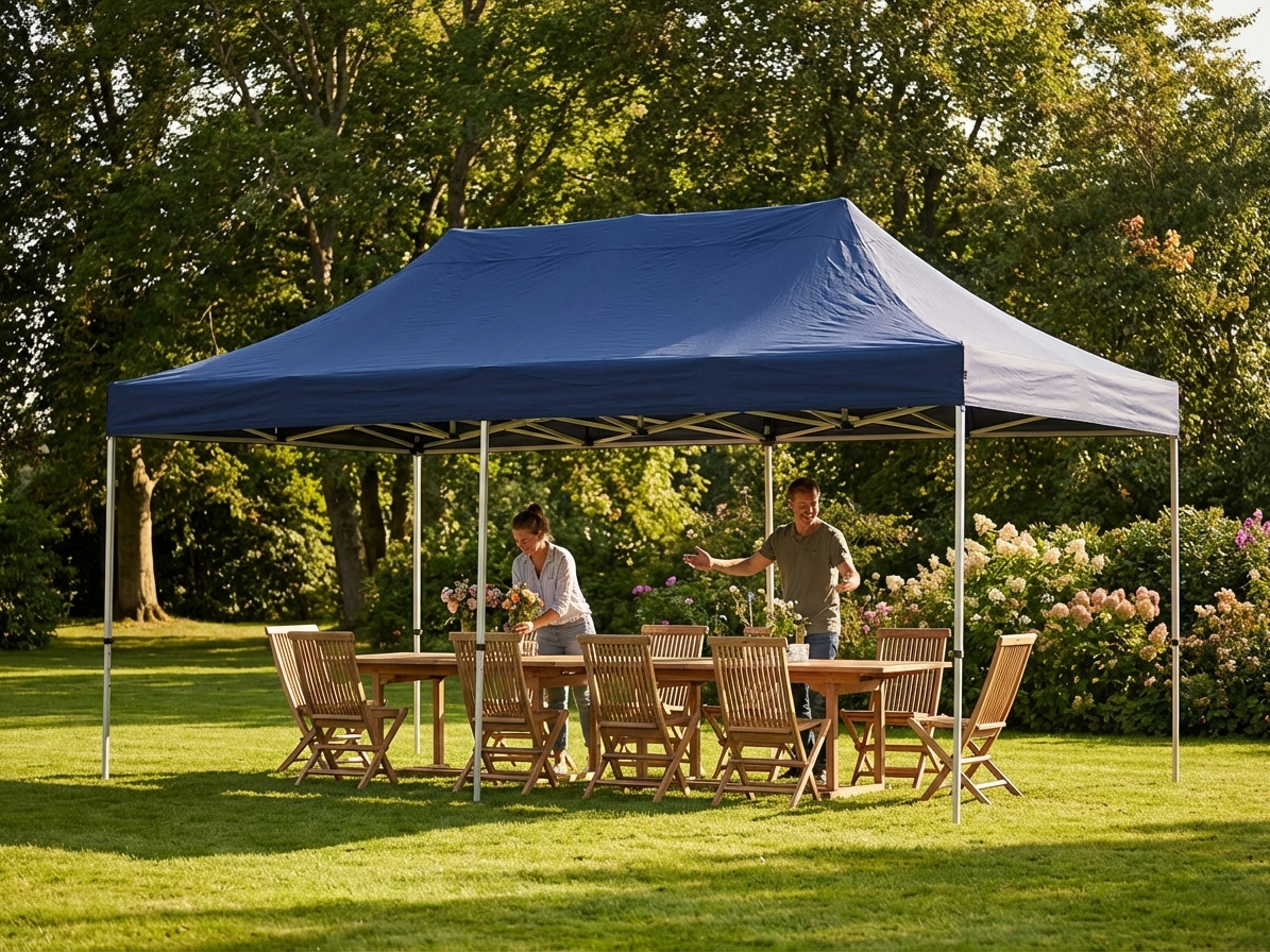 Dark blue gazebo roof cover 3x6m made from polyester with PVC backing - product detail