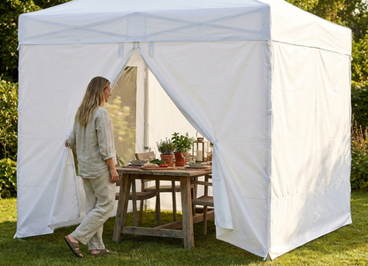 White pop-up gazebo sidewall kit 4x4m for outdoor use - product detail