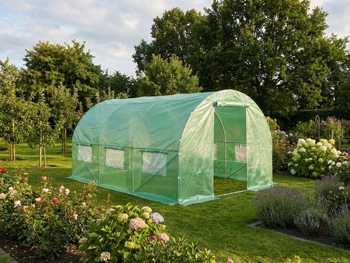 Polytunnel Greenhouse 3x4.5x2 m in Green for Outdoor Use - product detail