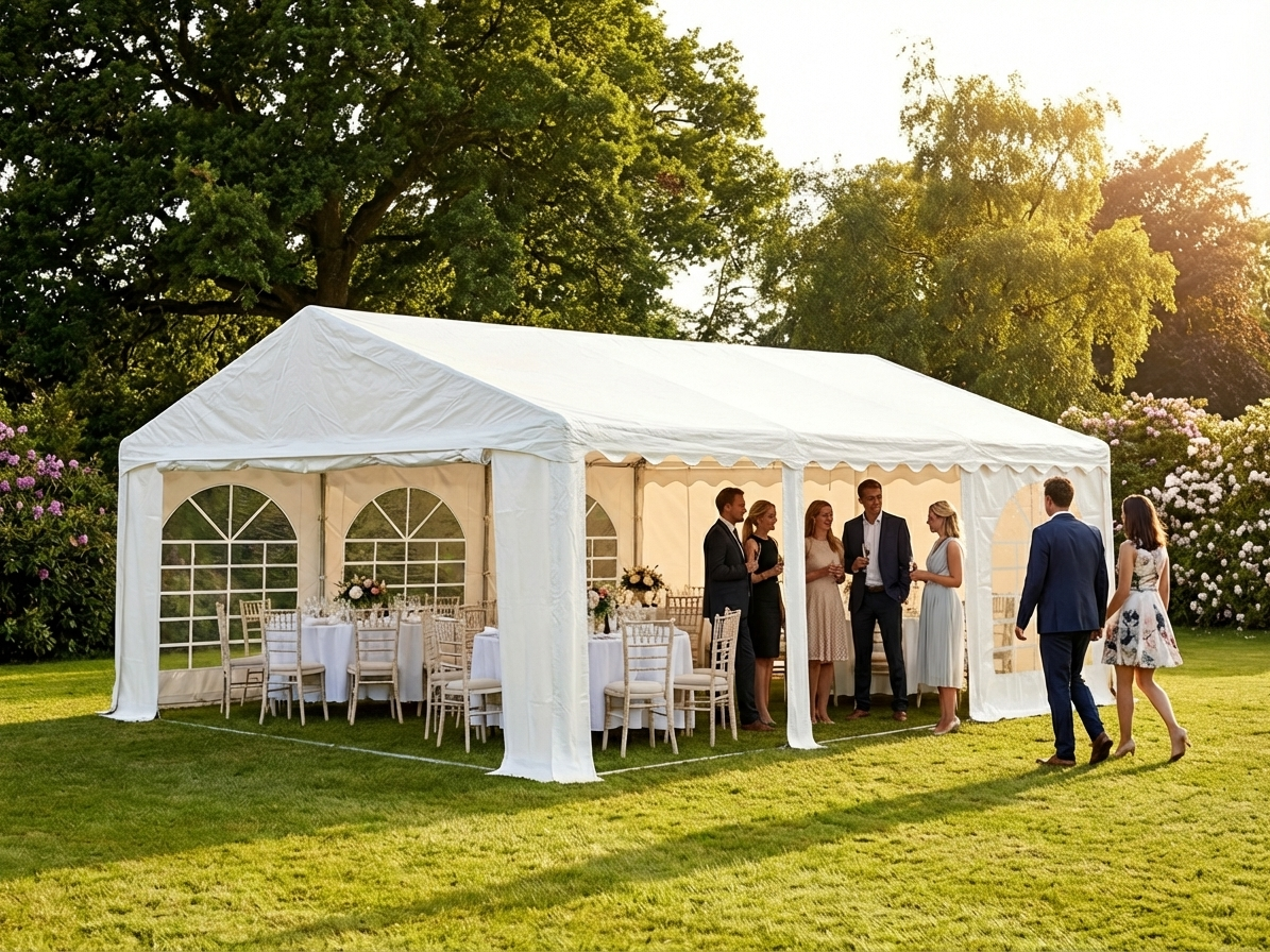 White PVC Marquee 4x6m with Galvanised Steel Frame