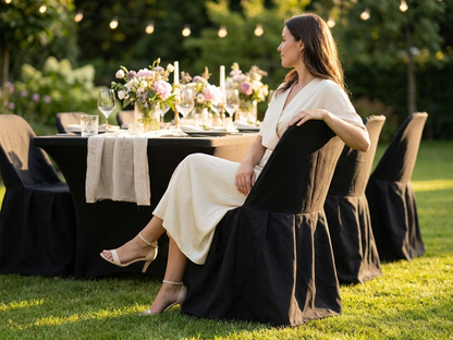 Black chair cover for 48x43x89 cm chair, made from 100% polyester - view 3