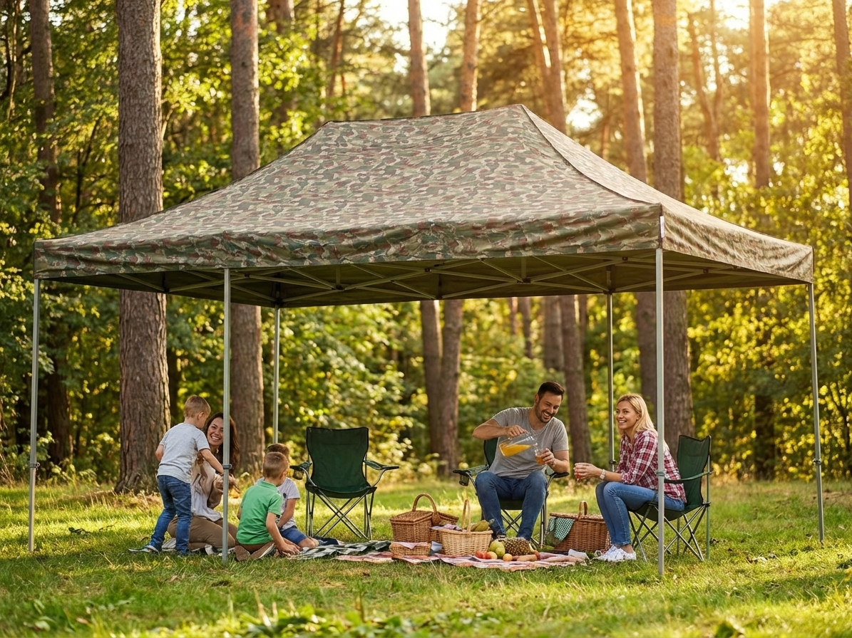 Camouflage pop-up gazebo with steel frame for outdoor events - product detail