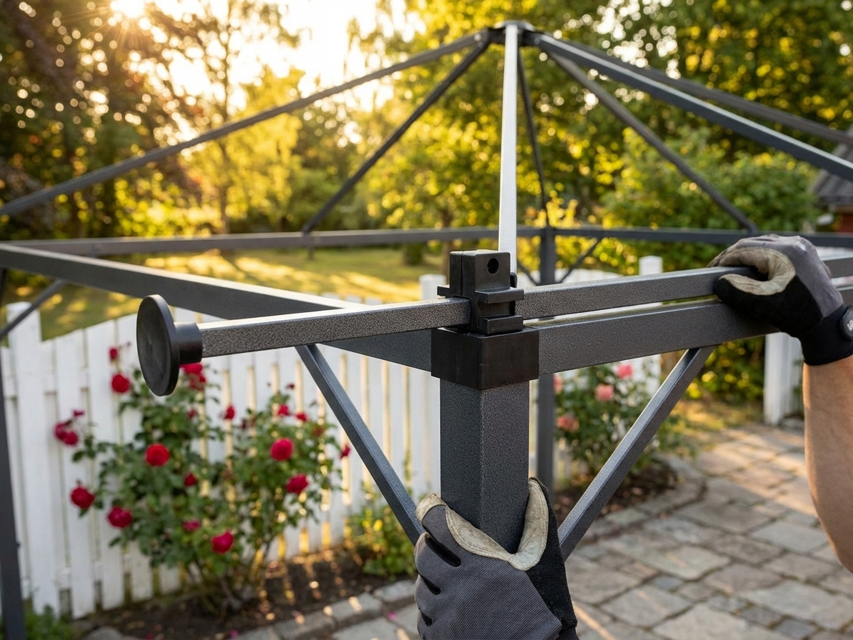 Roof support pole in black hammered painted steel - product detail