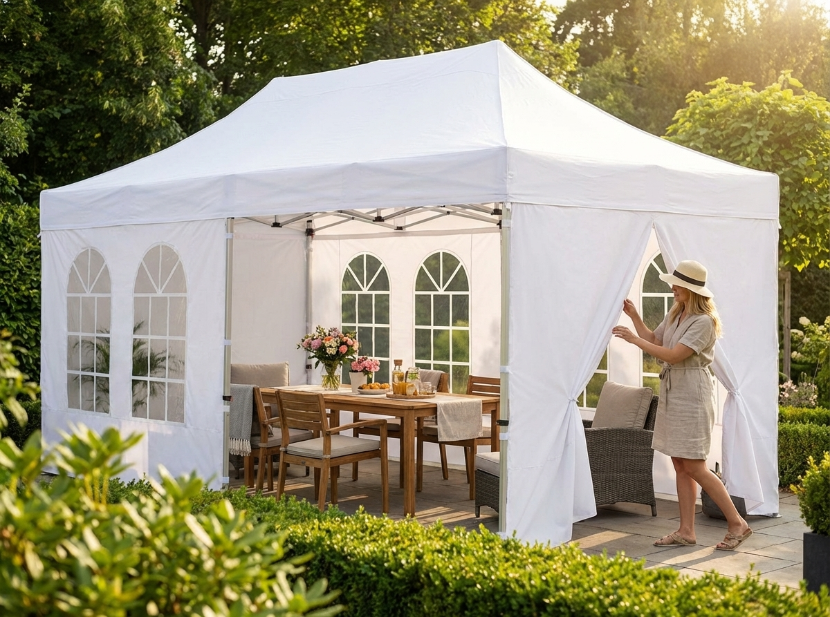 White gazebo sidewall kit 3x6m for outdoor events