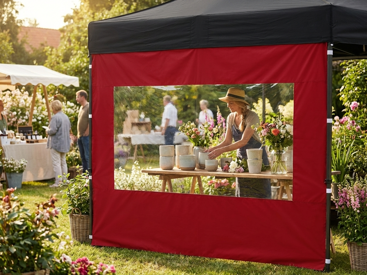 Red sidewall with panorama window for event shelter, 3m - view 3
