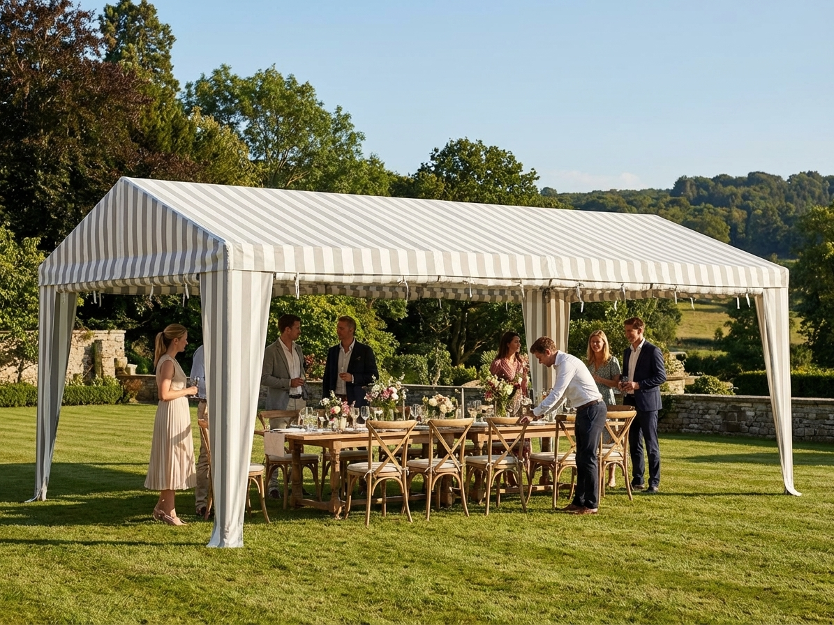 Marquee Roof Cover 6x12 m in White/Grey, Strong PVC material - view 3