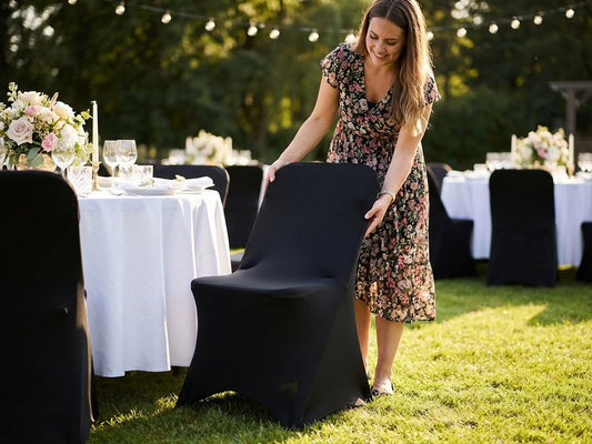 Stretch chair cover in black, fitting 44x44x80 cm chairs
