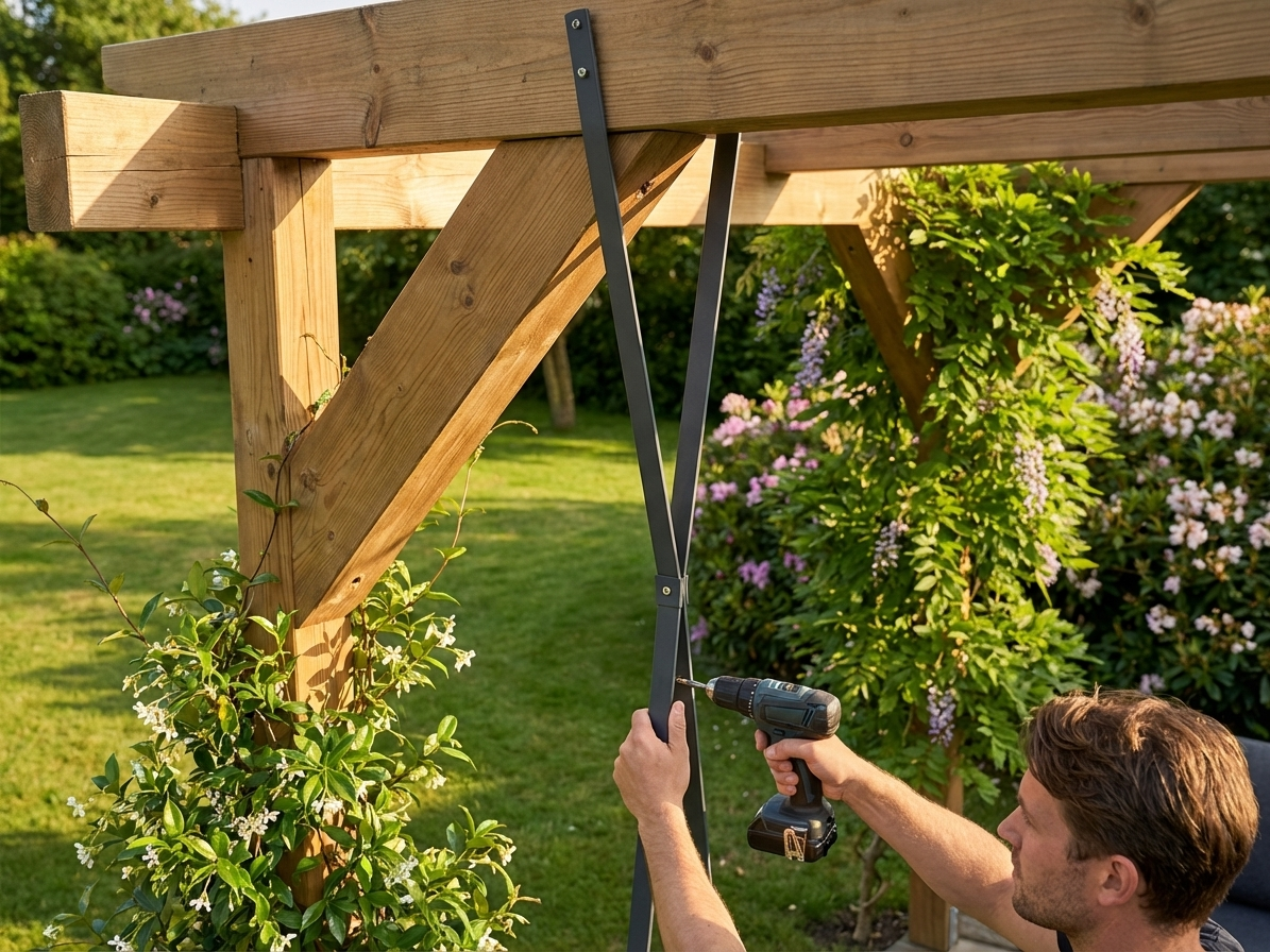 1.5m grey powder-coated steel scissor bar - product detail