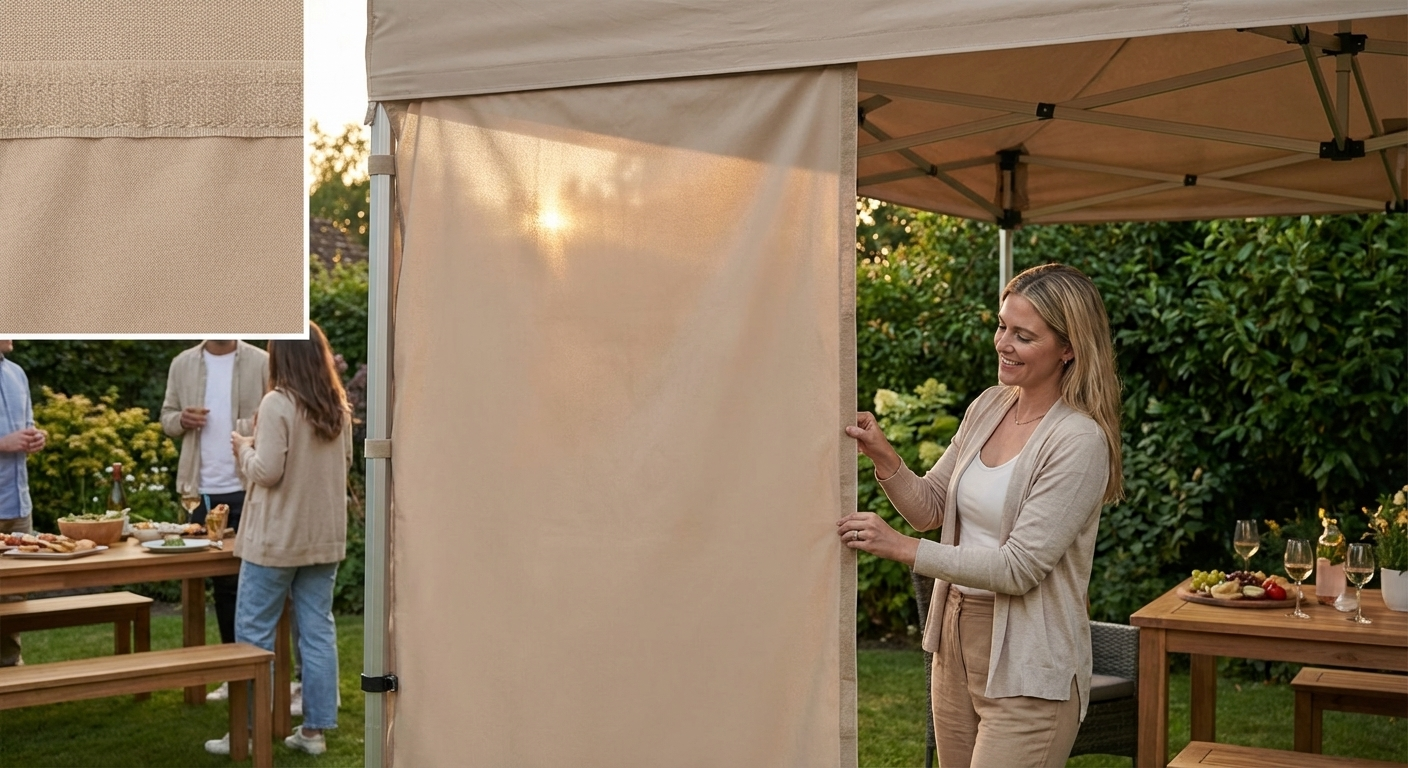 Latte coloured polyester sidewall for event tents - product detail