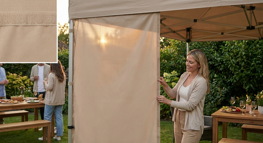 Latte coloured polyester sidewall for event tents - product detail