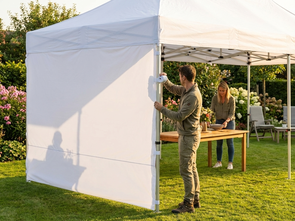 White sidewall for event tent, 4 metres wide, polyester with PVC backing - view 3