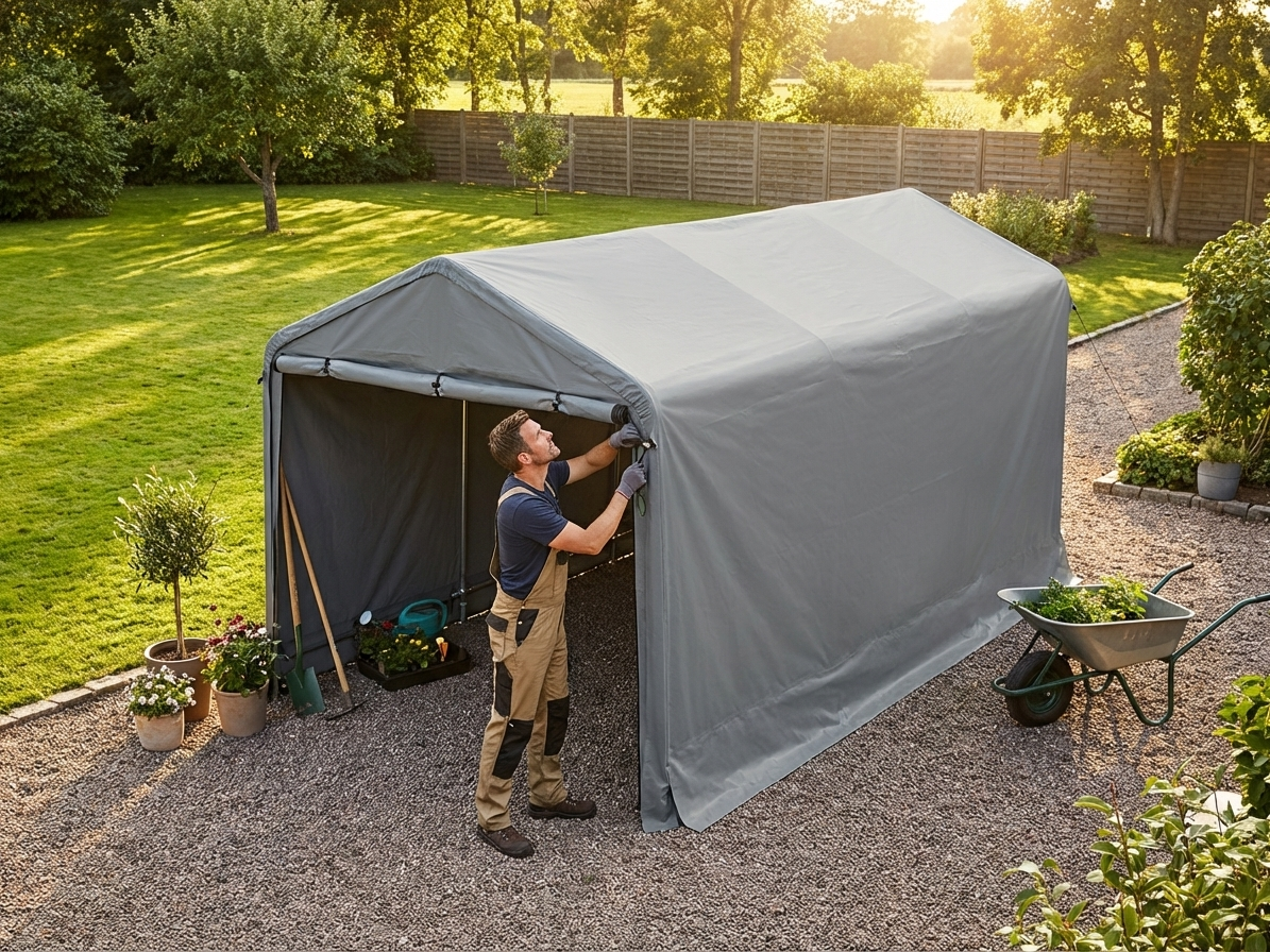 Grey storage tent roof cover 2.4x6 m - view 3