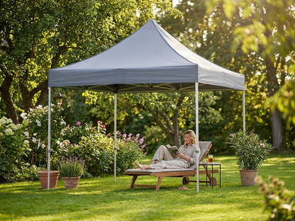 Grey pop up gazebo with aluminium frame, 3x3 m, for outdoor use