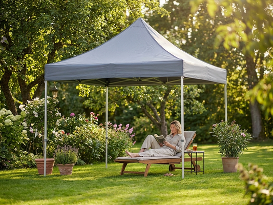 Grey pop up gazebo with aluminium frame, 3x3 m, for outdoor use