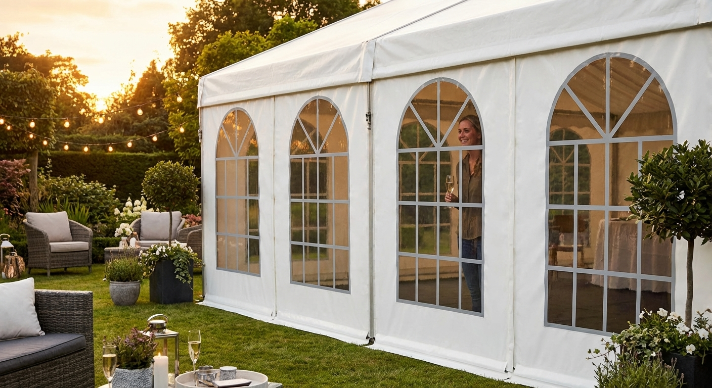 Sidewall with window for marquee, 8m White/Grey - view 3