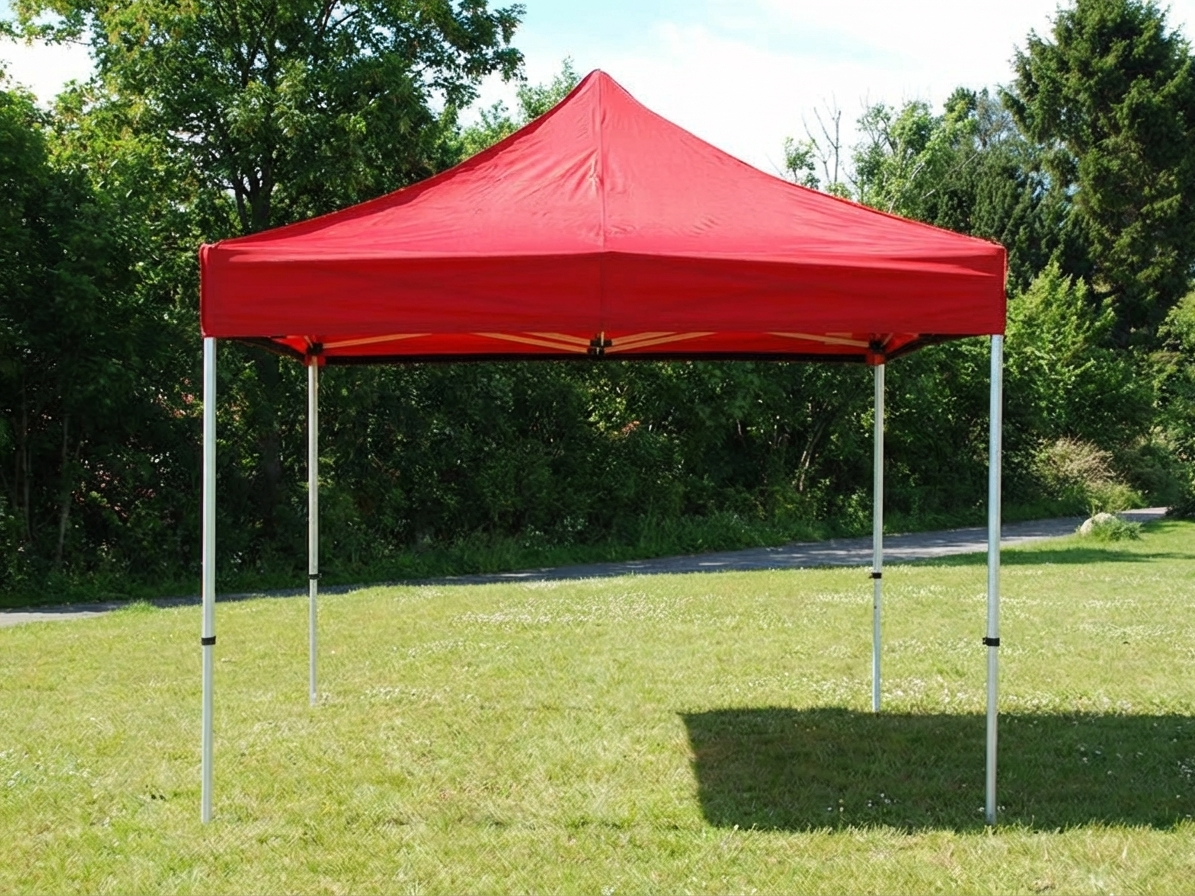 Red pop-up gazebo with aluminium frame for outdoor use