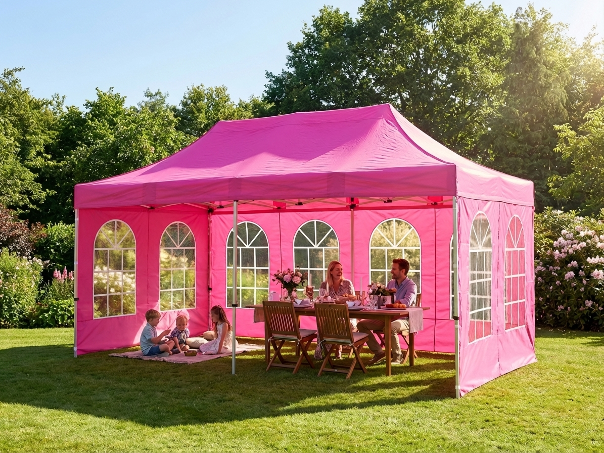 Pink pop up gazebo with steel frame for outdoor events - product detail