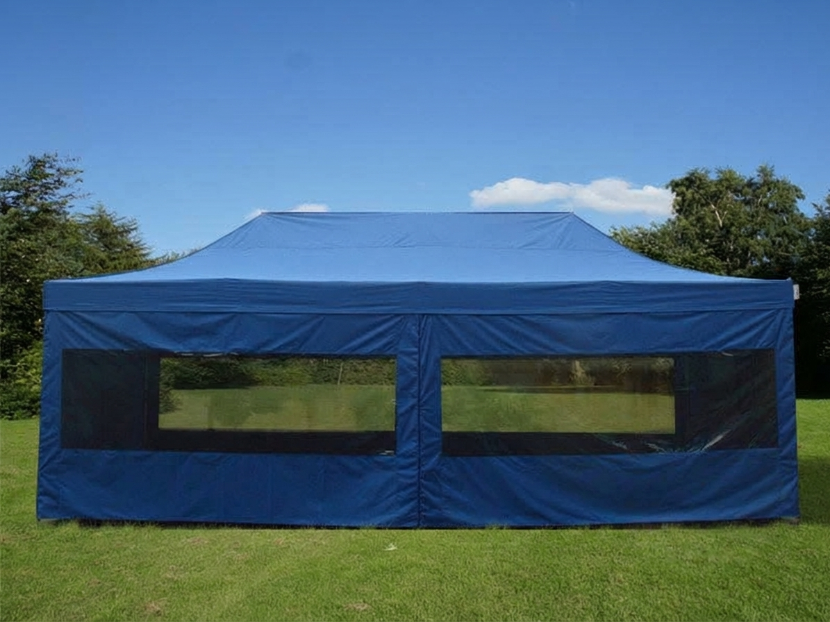 Blue pop-up gazebo 4x8 m with steel frame