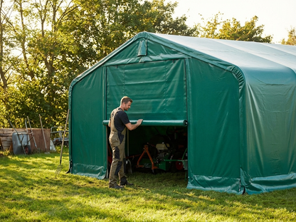 PVC Storage Shelter End Wall in Green - view 3