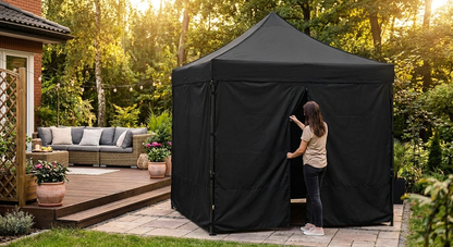 Gazebo sidewall kit in black, 2.5x2.5m, polyester PVC for outdoor use - product detail