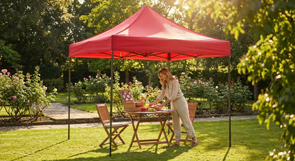 Red pop-up gazebo with aluminium frame for outdoor events