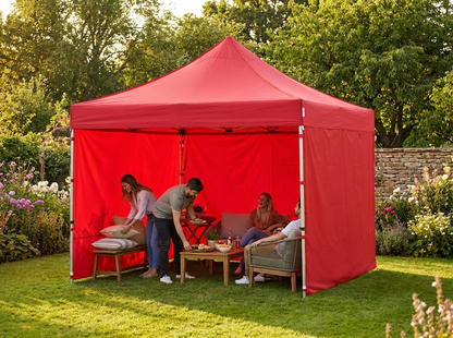 Pop up gazebo with steel frame in red, ideal for outdoor events - view 3