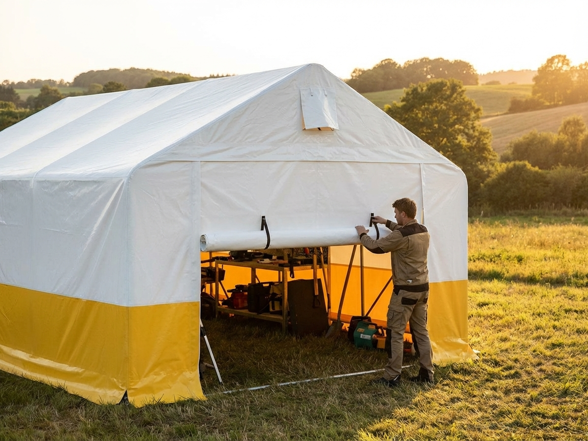 PVC Storage Tent Endwall 5m White Yellow - view 3