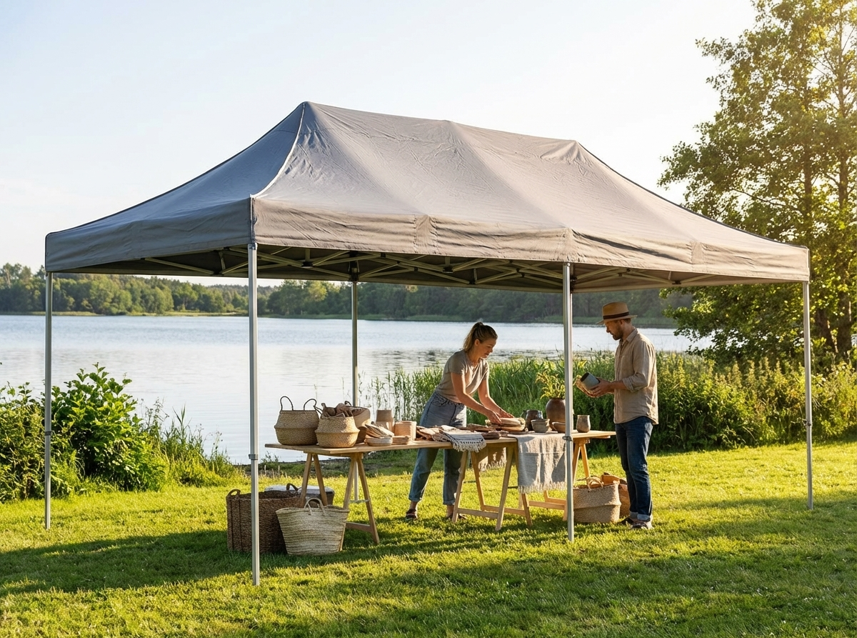 Pop Up Gazebo 4x8m Grey with Steel Frame for Outdoor Events - view 3