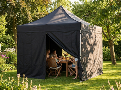 Black 3x3 m gazebo sidewall for outdoor events