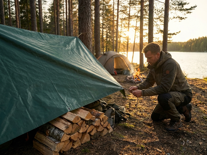 Green tarpaulin 6x8 m for outdoor protection