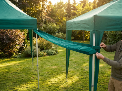 Green 6 metre raingutter for FleXtents, made of polyester with PVC backing - product detail