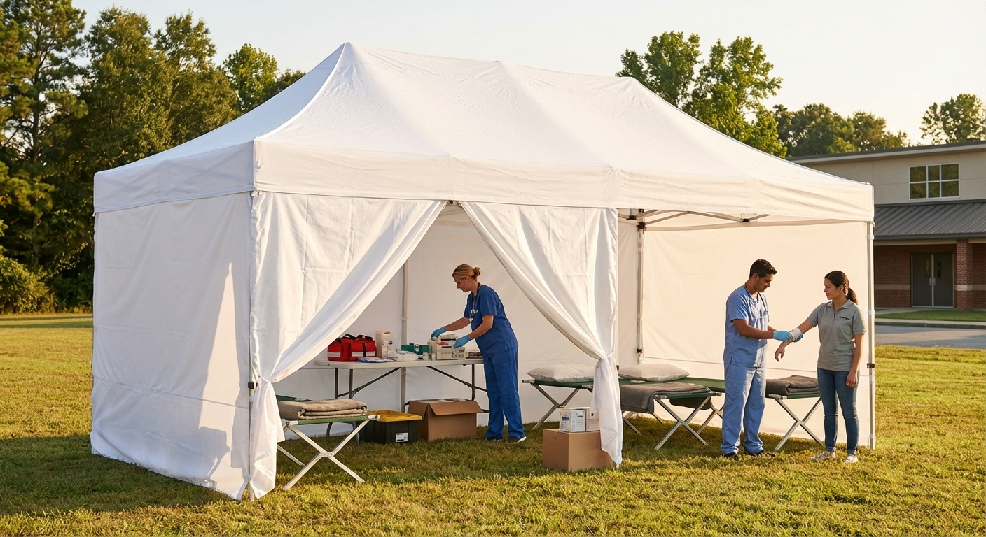 White pop up gazebo 3x6m with aluminium frame for medical use - view 3
