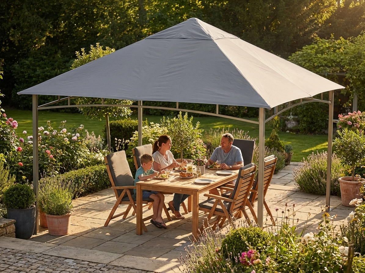 Grey polyester gazebo roof 3x4m for outdoor use - view 3